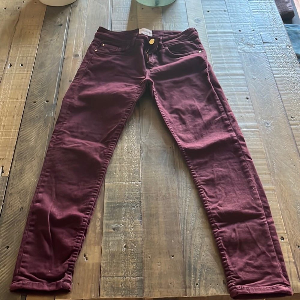 Sézane - excellent condition ankle length burgundy jeans